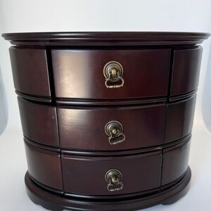 Vintage Bombay Co. Wooden Jewelry Box Chest – 3 Drawers, Side Wings, Mirror